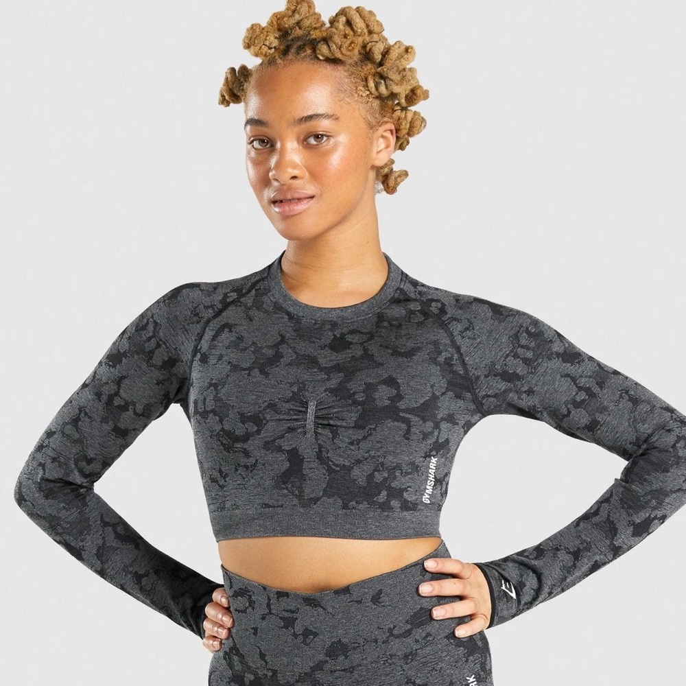 Gymshark Adapt Camo Seamless Long Sleeve – Dark Grey Camo (S)
